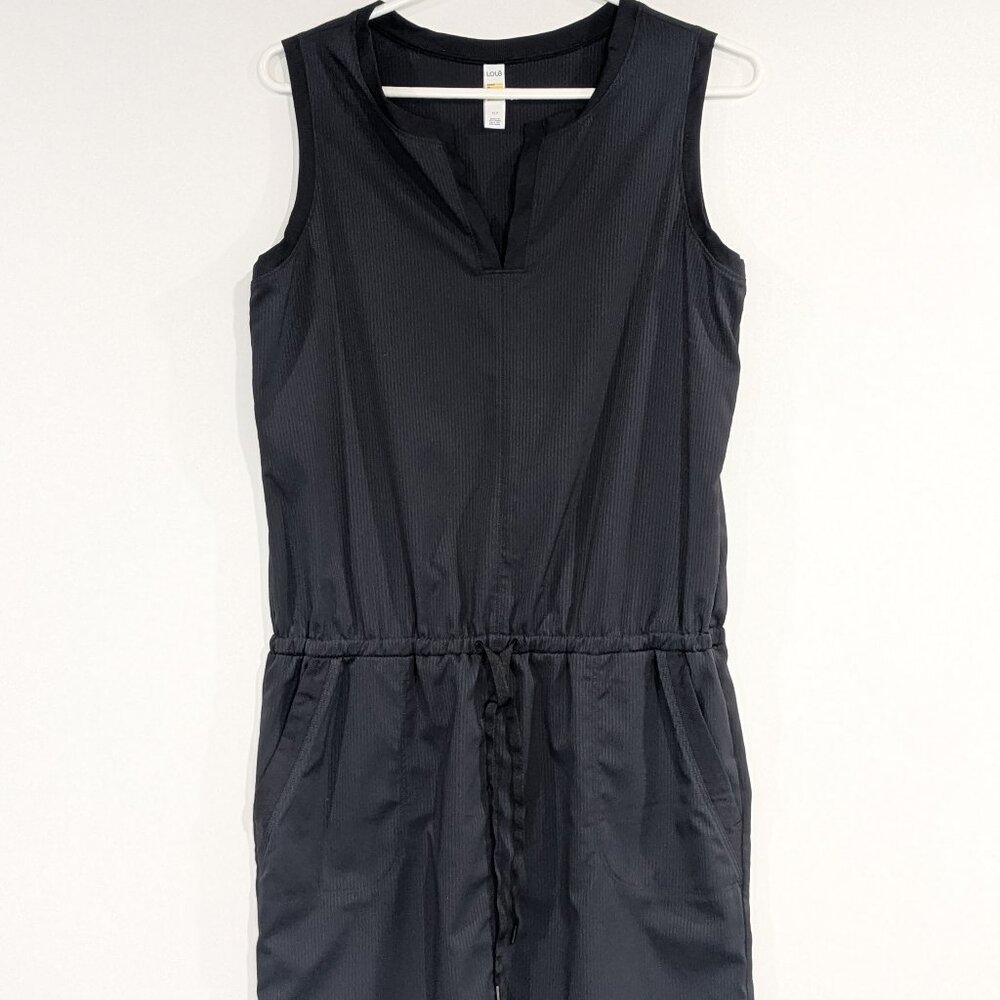 Lole Split Collar Drawstring Travel Mini Dress Black Size Small